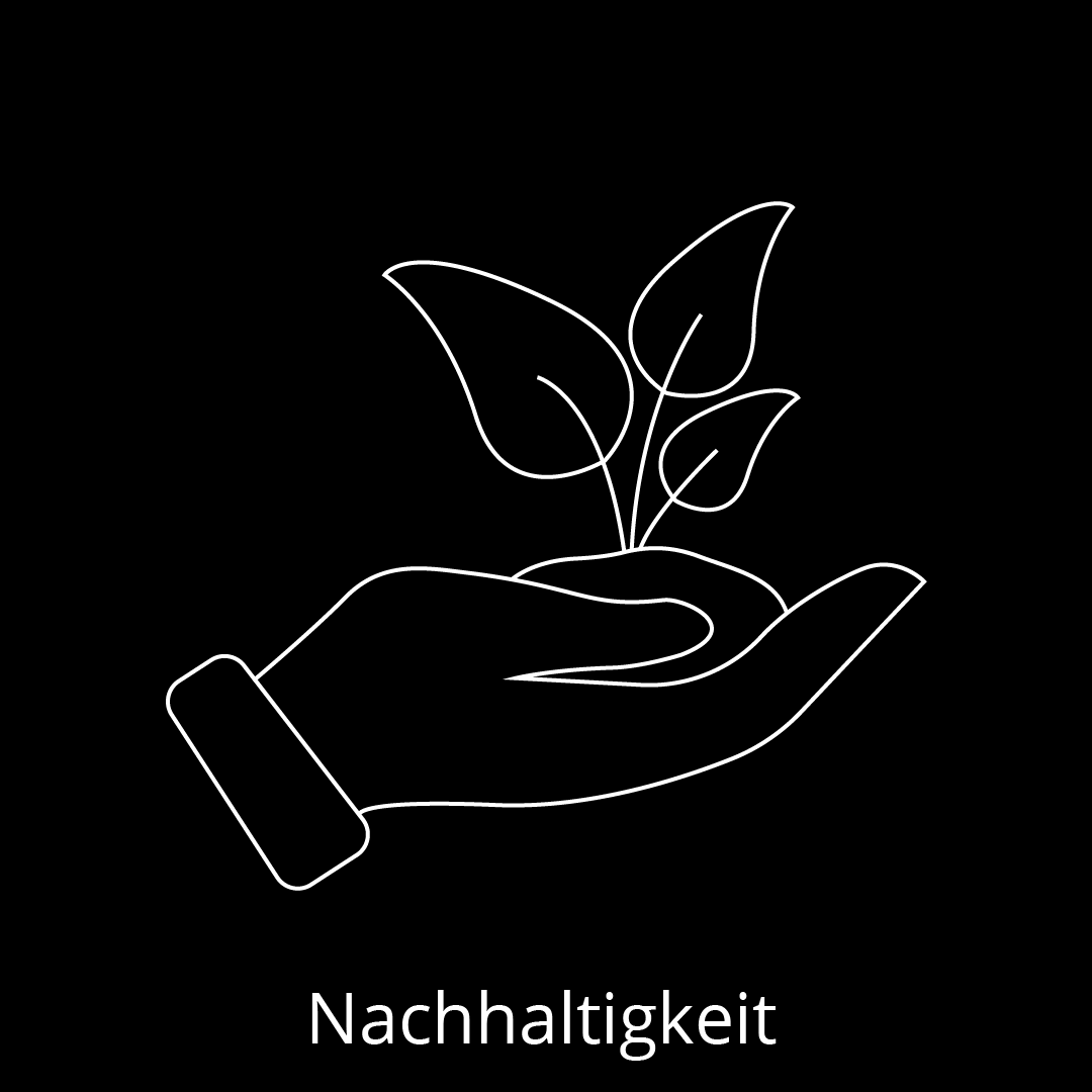 Hand mit Pflanze als Symbol für Nachhaltigkeit.